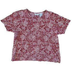 White Stag Vintage 100% Cotton Novelty All Over Floral short-sleeve ribbed top